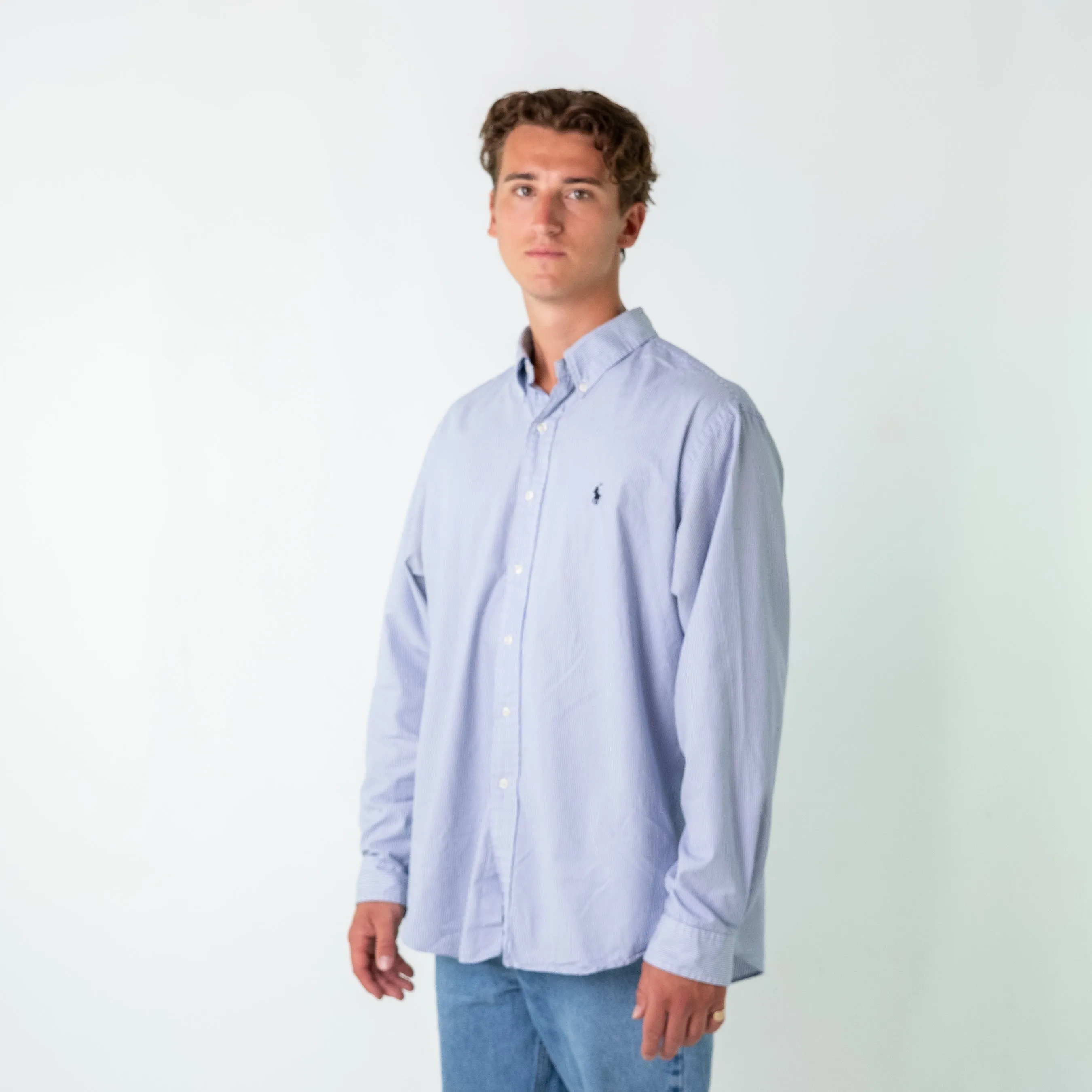 Light Blue y2ks Polo Ralph Lauren Longsleeve Casual Shirt (XXL)