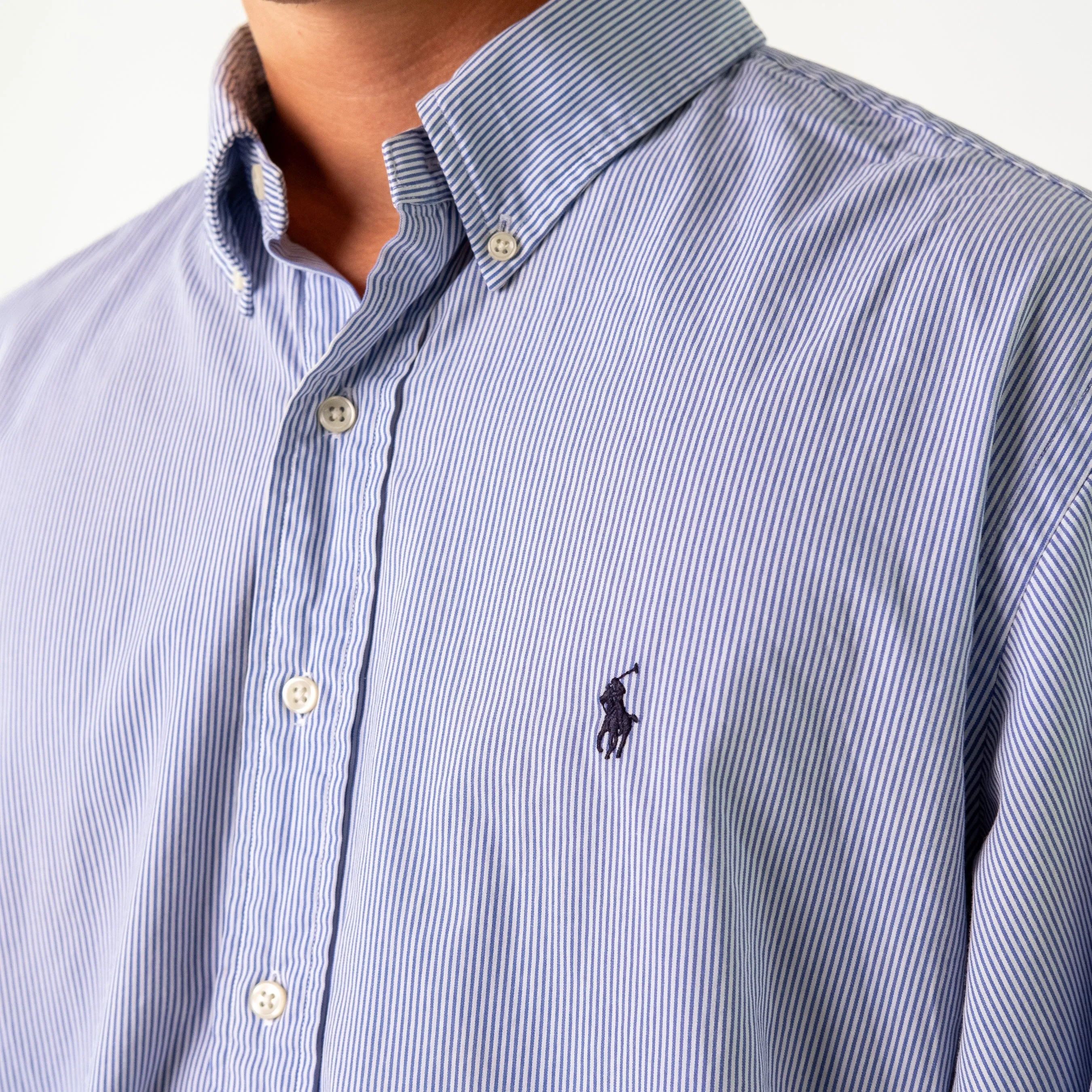 Light Blue y2ks Polo Ralph Lauren Longsleeve Casual Shirt (XXL)