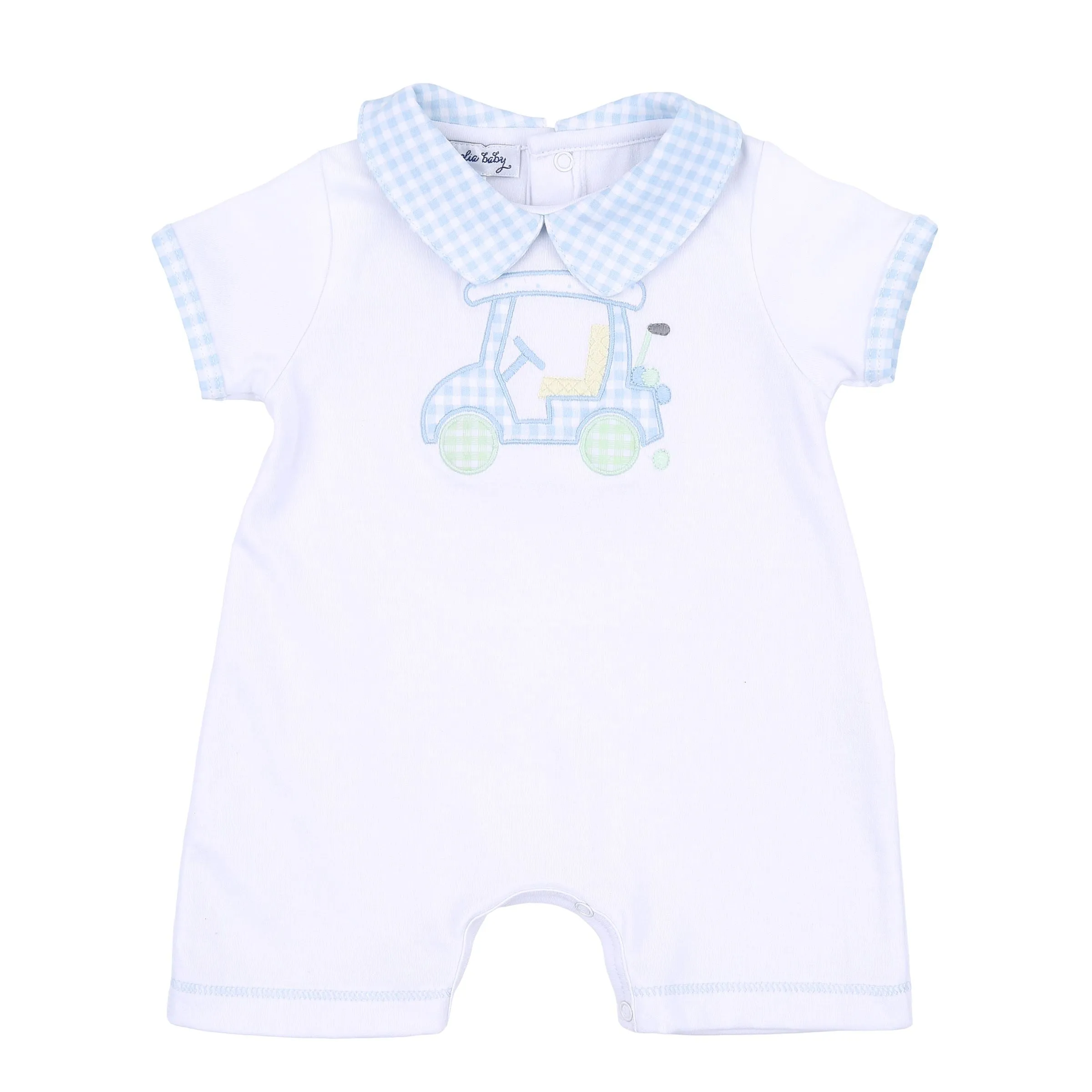 Little Caddie Applique Collared Short Sleeve Playsuit