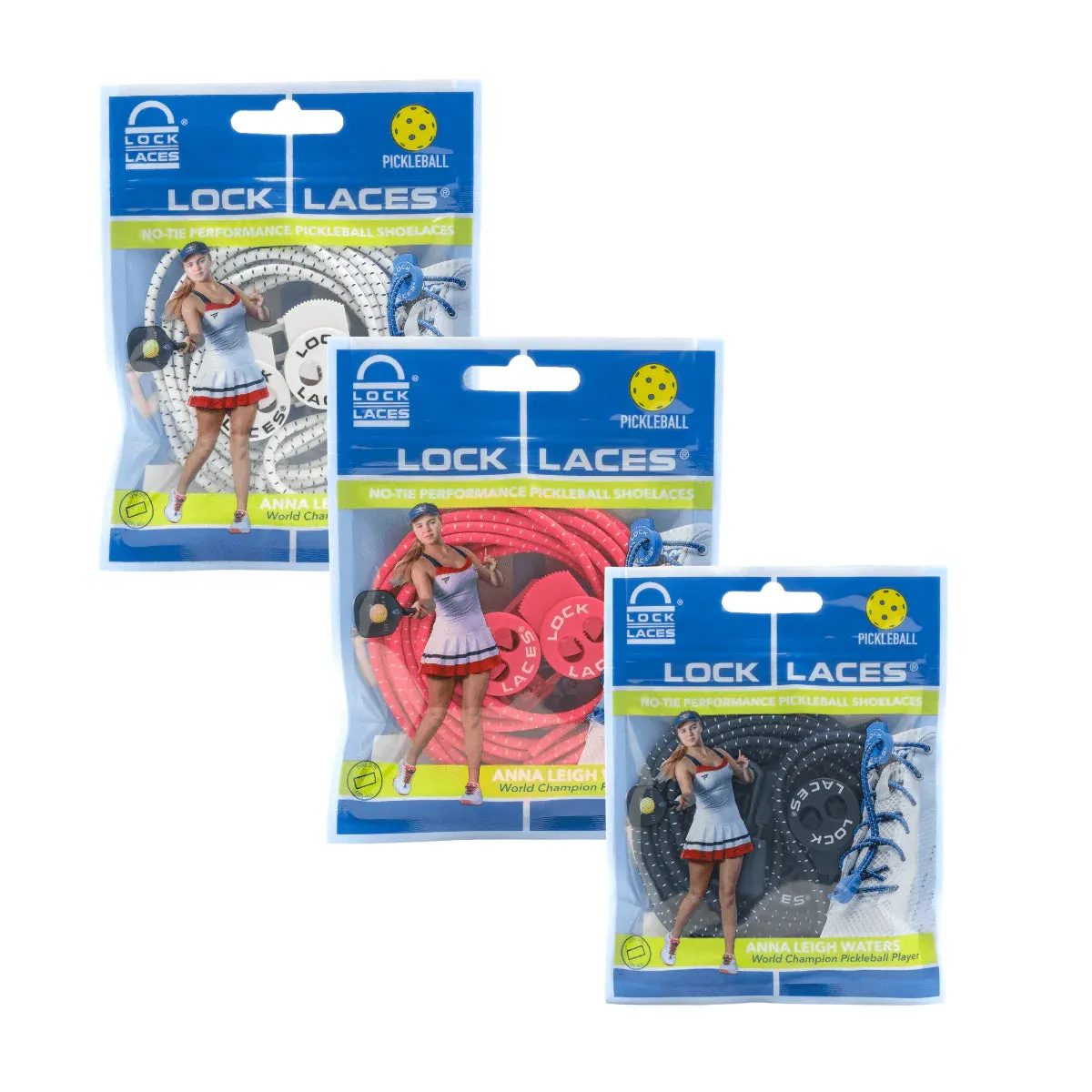 Lock Laces Pick Your Own 3-Pack - Pickleball No-tie Shoelaces