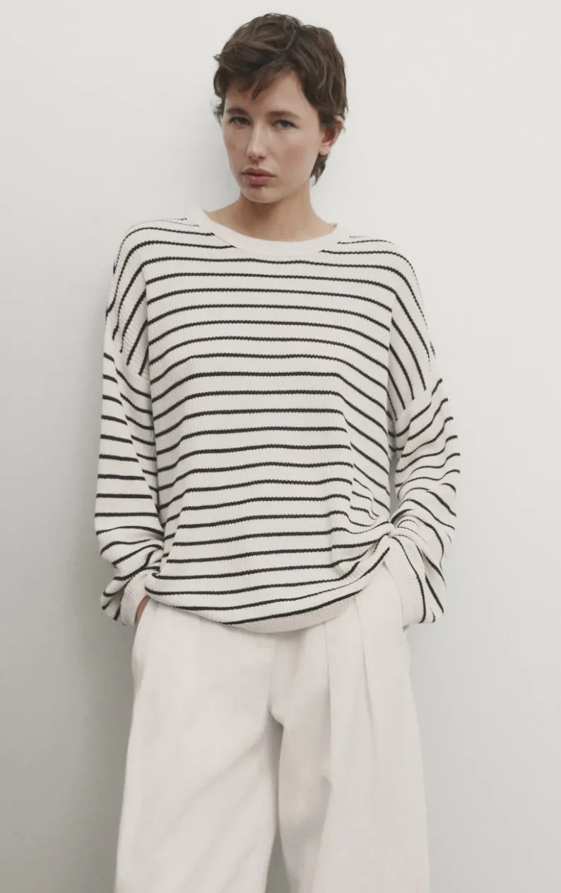 Massimo Dutti  |Stripes Casual Style Long Sleeves Cotton Elegant Style