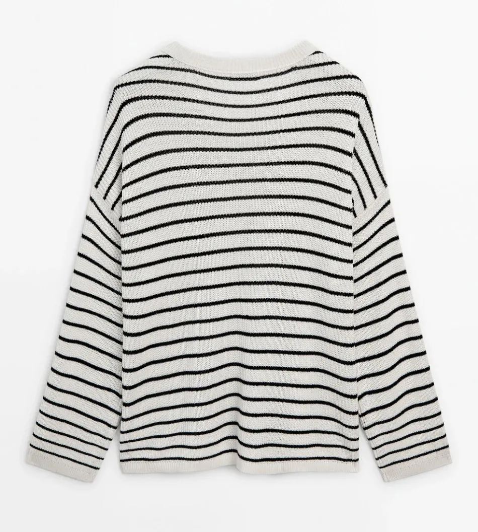 Massimo Dutti  |Stripes Casual Style Long Sleeves Cotton Elegant Style