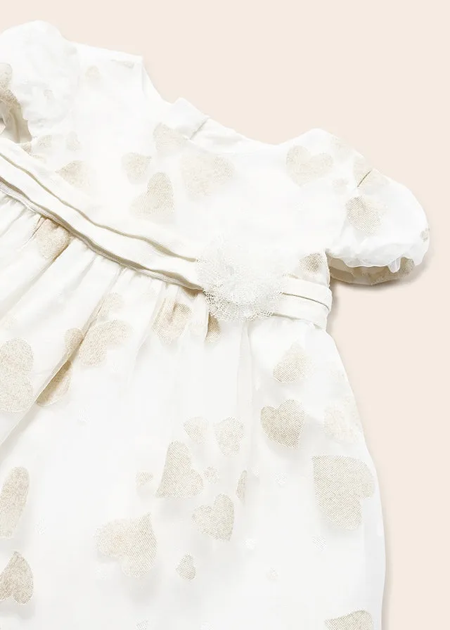 Mayoral Printed dress for newborn girl - Natural