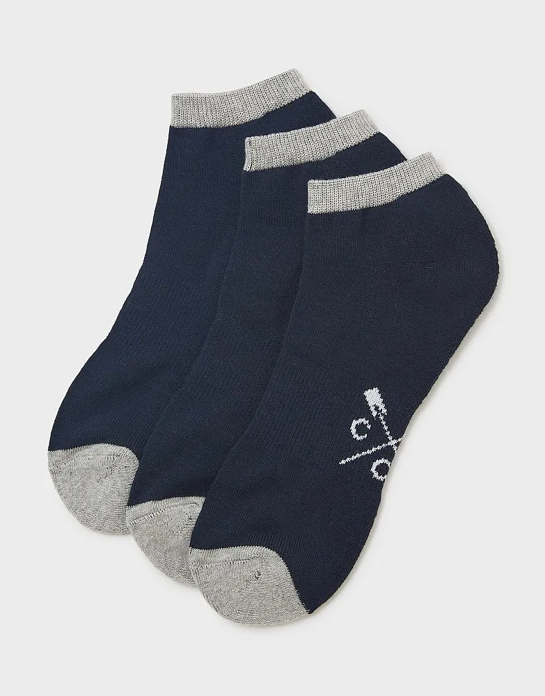 Men's 3 Pack Bamboo Trainer Socks from Crew Clothing Company - Navy Blue