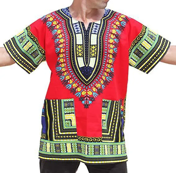 Men's Red Green African Primitive Tribal Ethnic 3D Print Short Sleeve Shirt