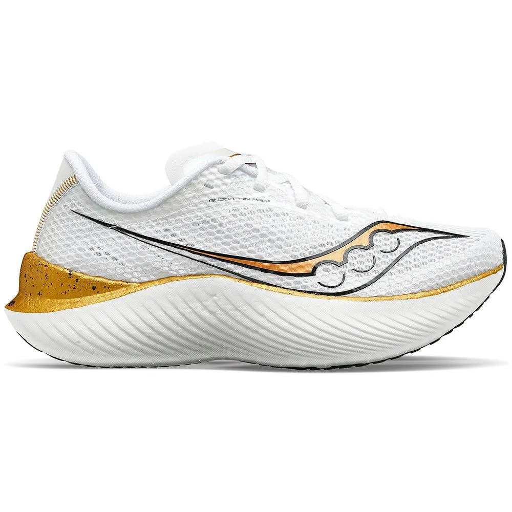 Men's Saucony Endorphin Pro 3, White/Gold, 10 D Medium