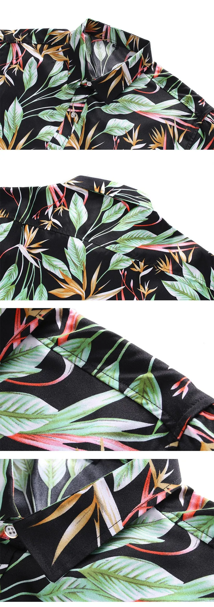 Men's Summer Floral Print Short Sleeve Slim Fit Casual Beachwear Shirt