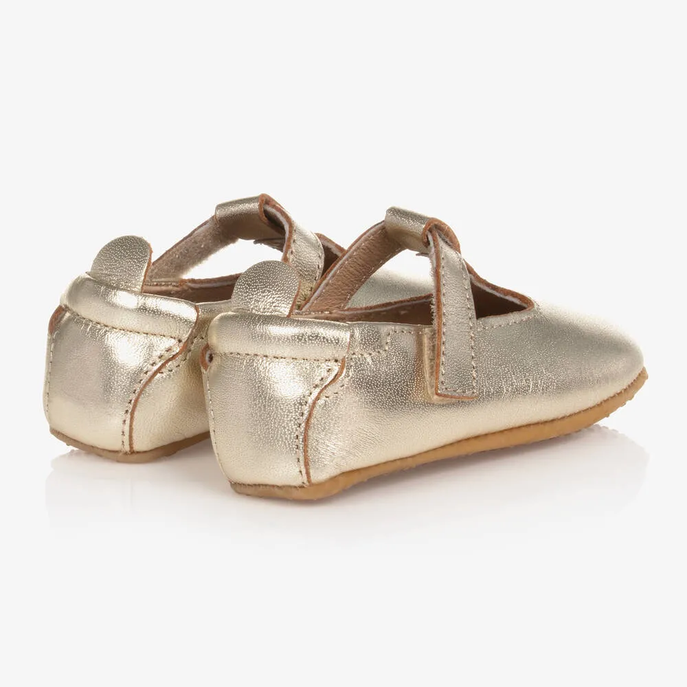 Metallic Gold Leather Baby Shoes