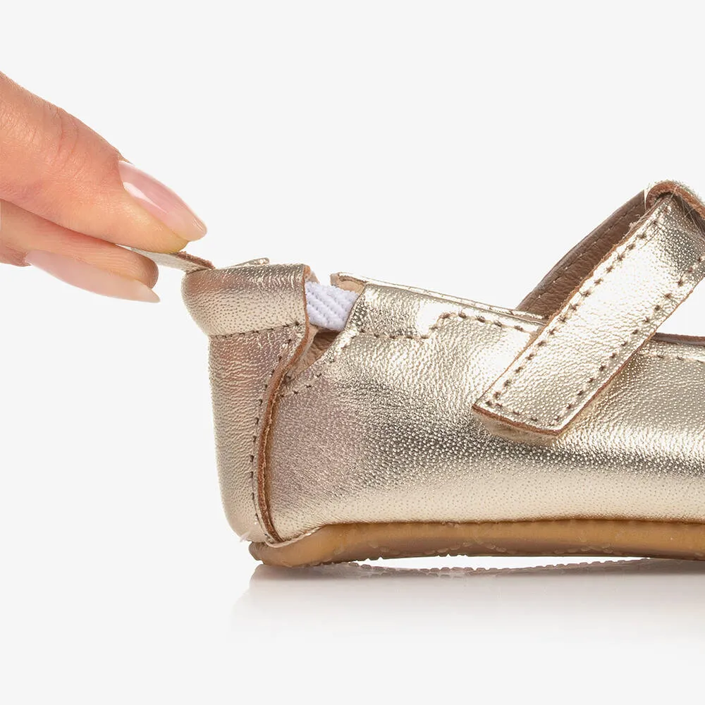 Metallic Gold Leather Baby Shoes