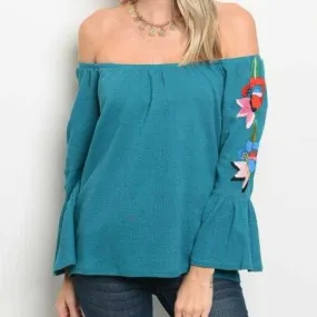 Off Shoulder Turquoise Top