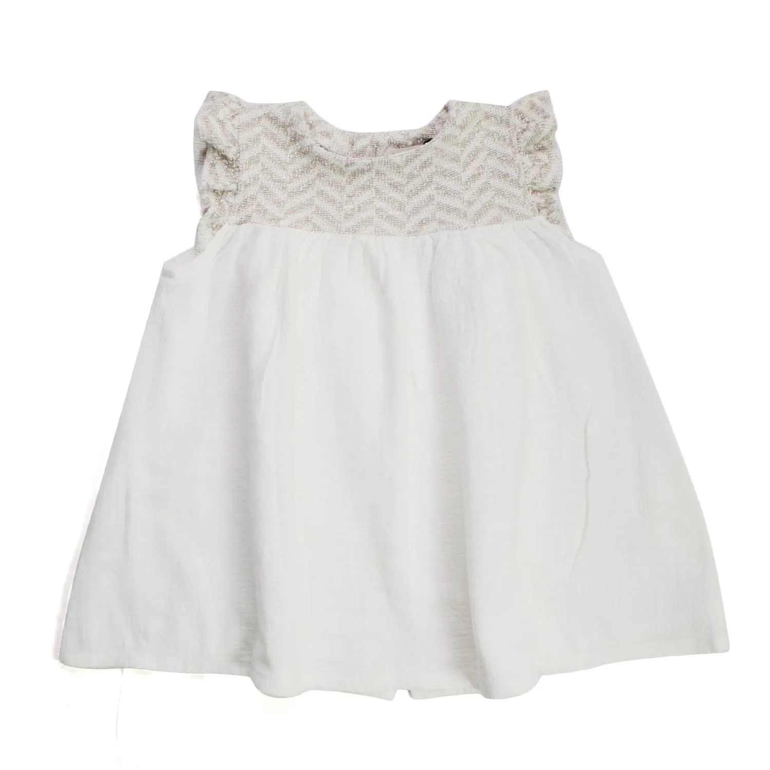 One More In The Family Beige Mini Dress For Baby Girls