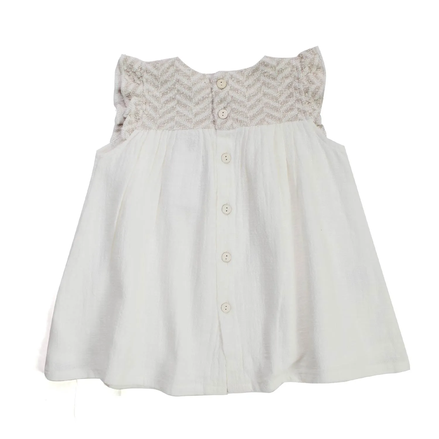 One More In The Family Beige Mini Dress For Baby Girls