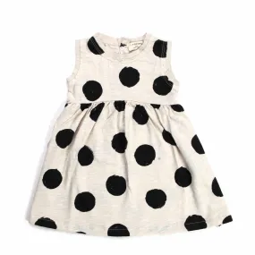 One More In The Family Cream Mini Dress With Polka Dots For Baby Girls