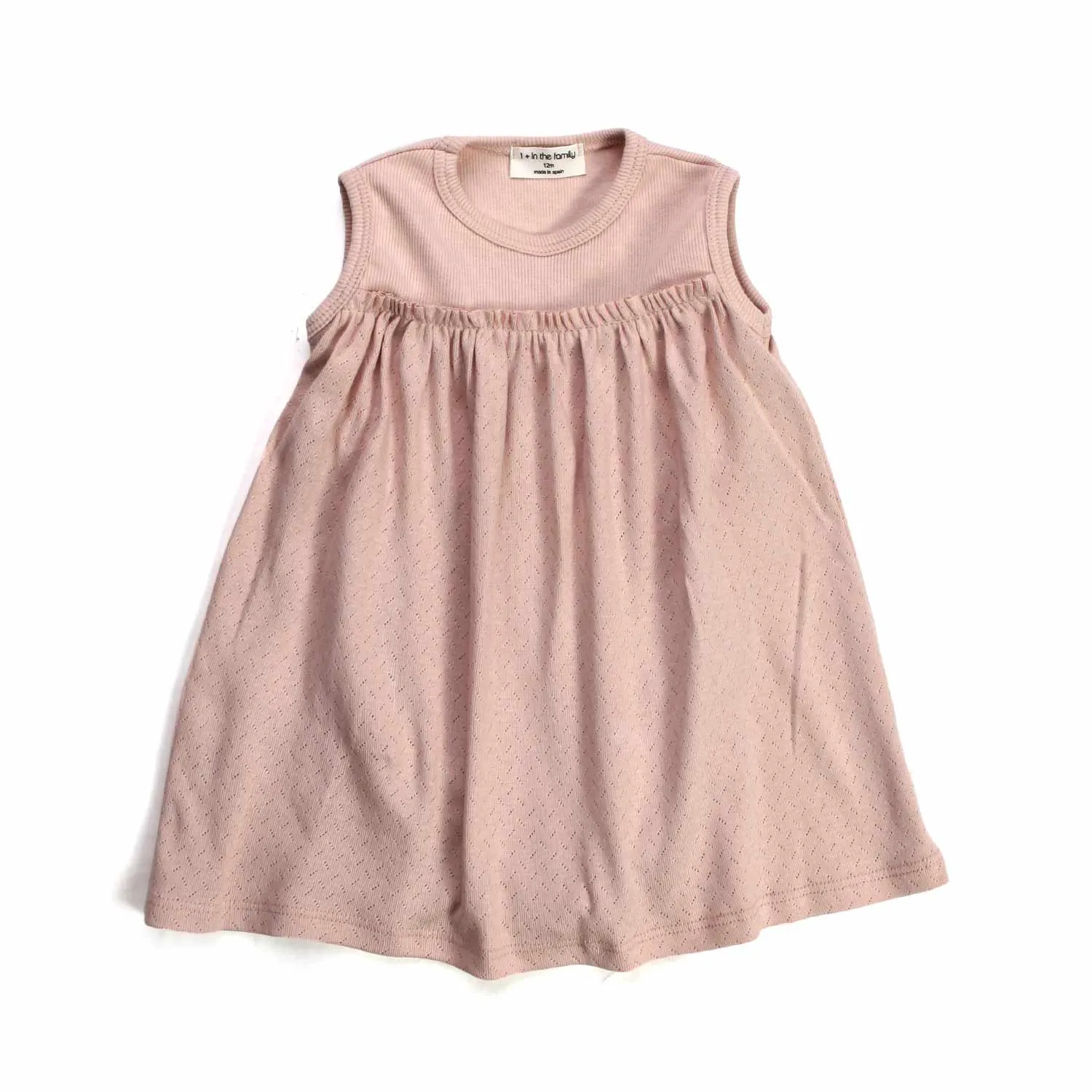 One More In The Family Pink Nude Mini Dress For Baby Girls