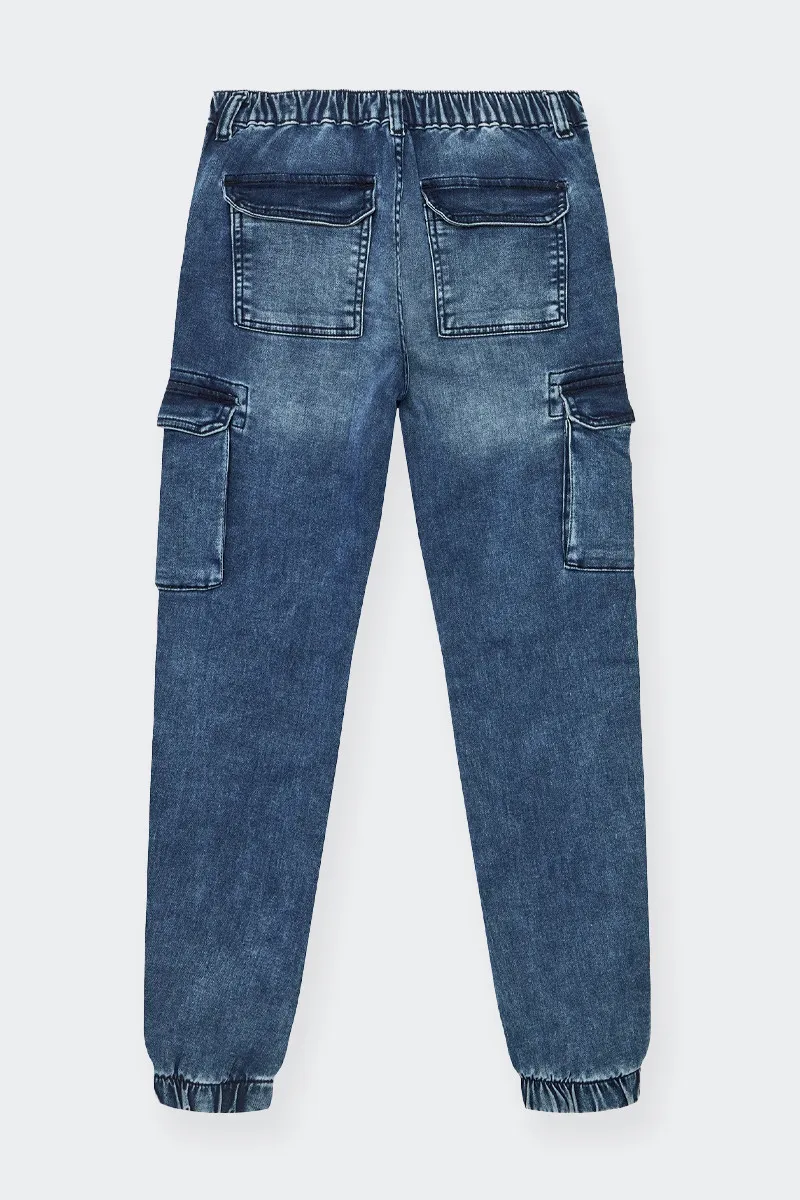 PANTALONI DI JEANS CARGO BLU