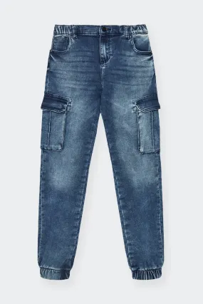 PANTALONI DI JEANS CARGO BLU