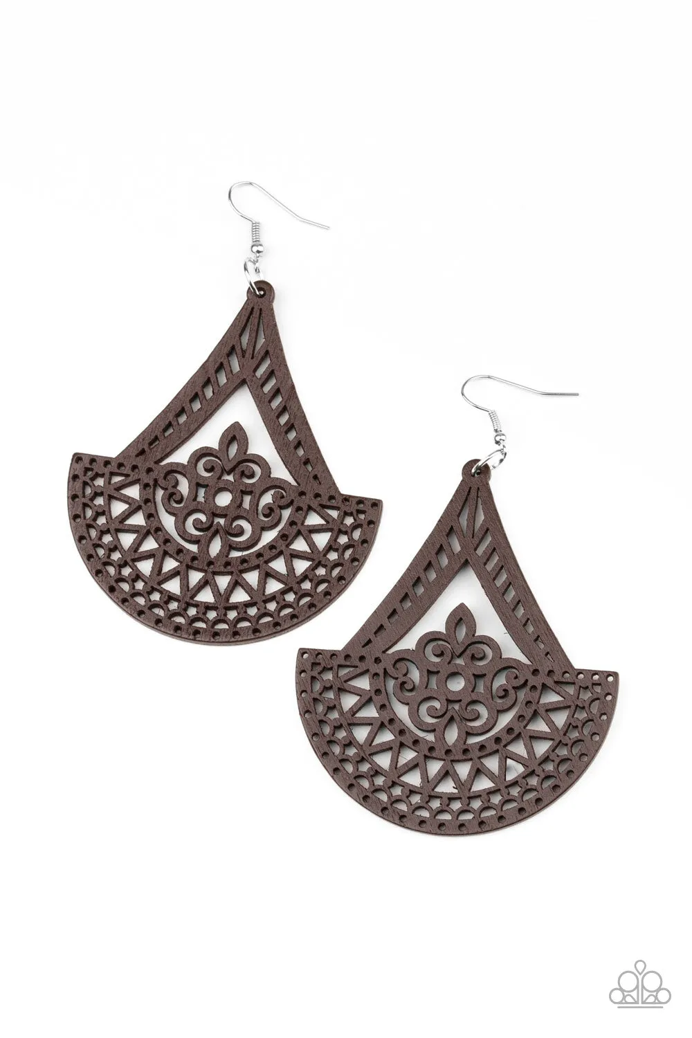 Paparazzi Accessories -Tiki Sunrise - Brown Earrings