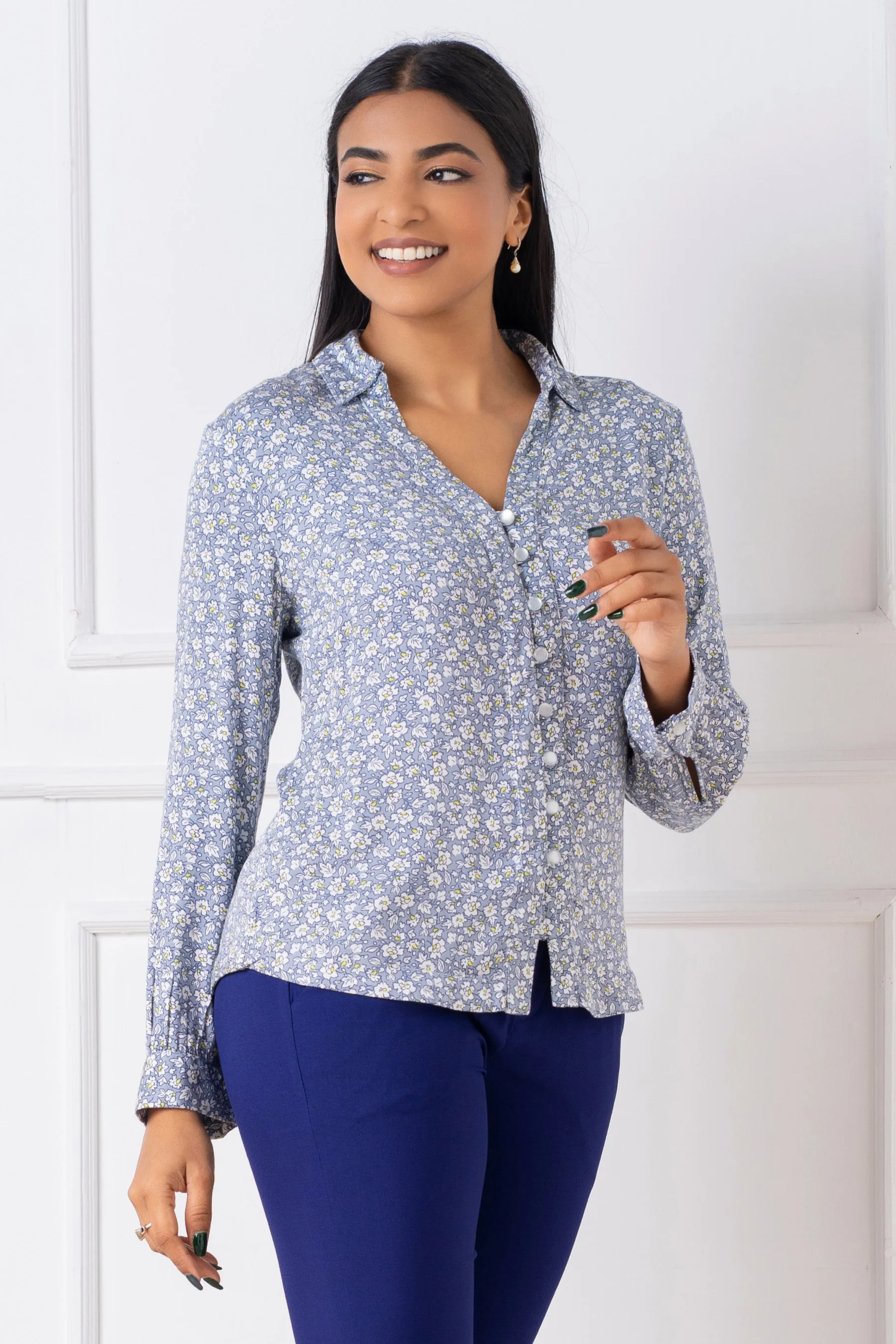 Printed Front Button Shirt - Regular Fit