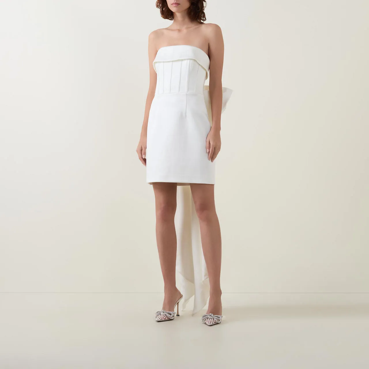 REBECCA VALLANCE Lia Bow Mini Dress - Ivory