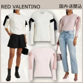 RED VALENTINO  |Casual Style Long Sleeves Plain Cotton Elegant Style