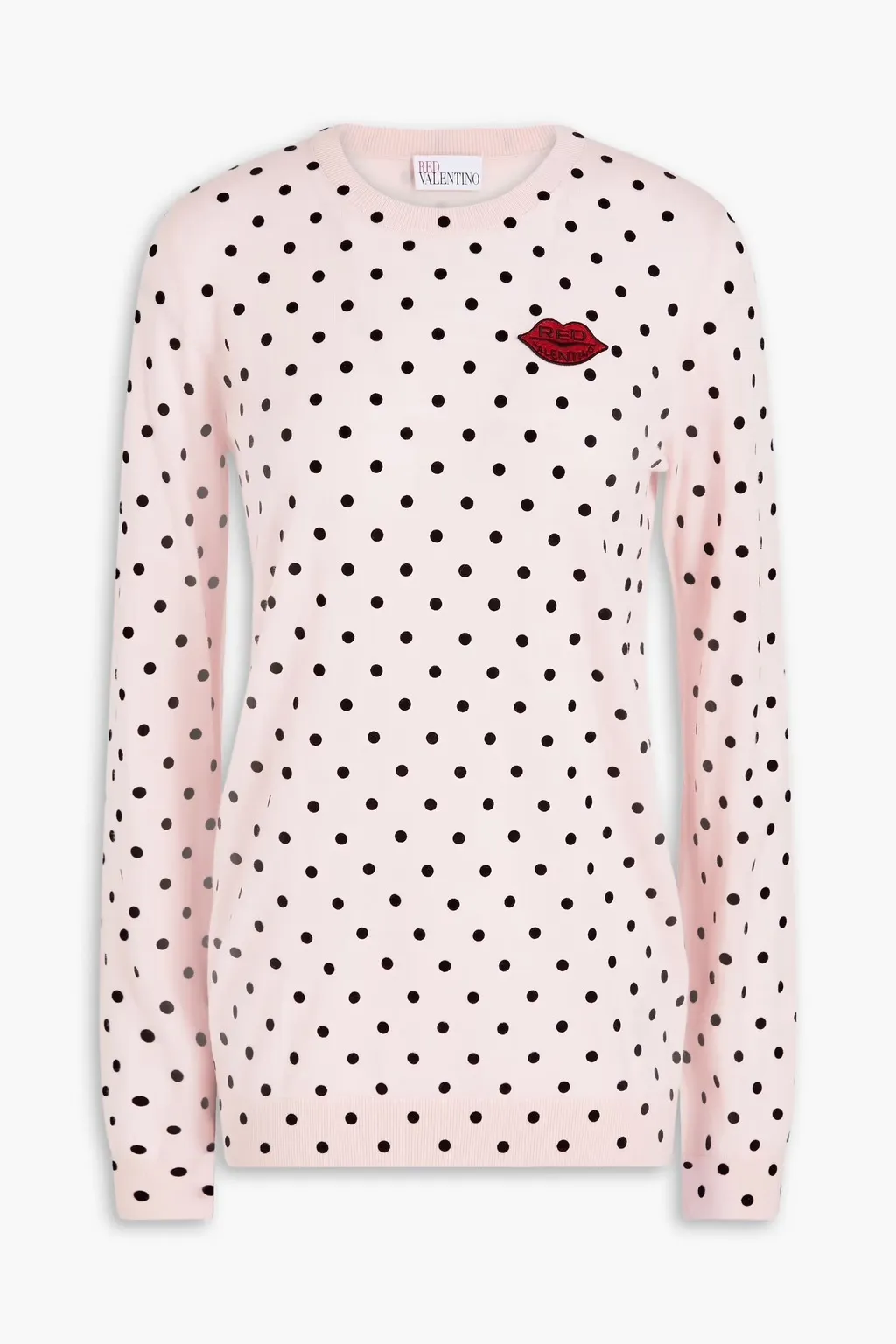 RED VALENTINO  |Crew Neck Dots Wool Long Sleeves V-neck & Crew neck