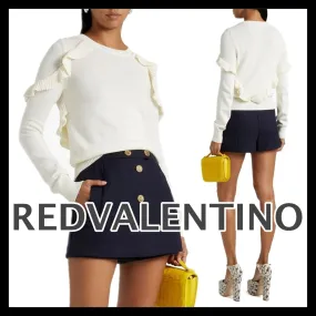 RED VALENTINO  |Elegant Style V-neck & Crew neck