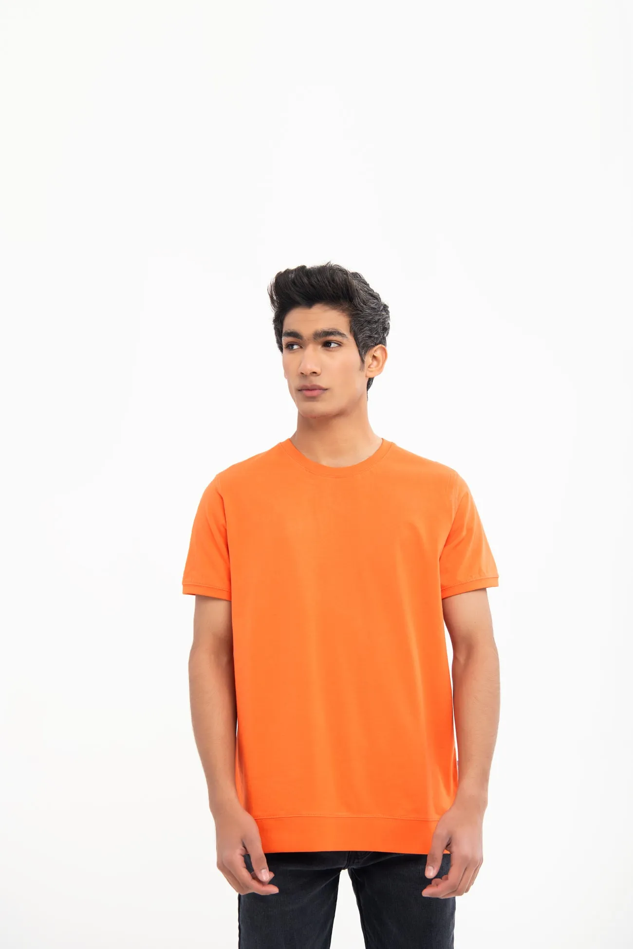 RELAXED FIT T-SHIRT WITH RIBBED HEM