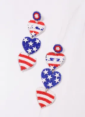 Salute Heart Drop Earring RED