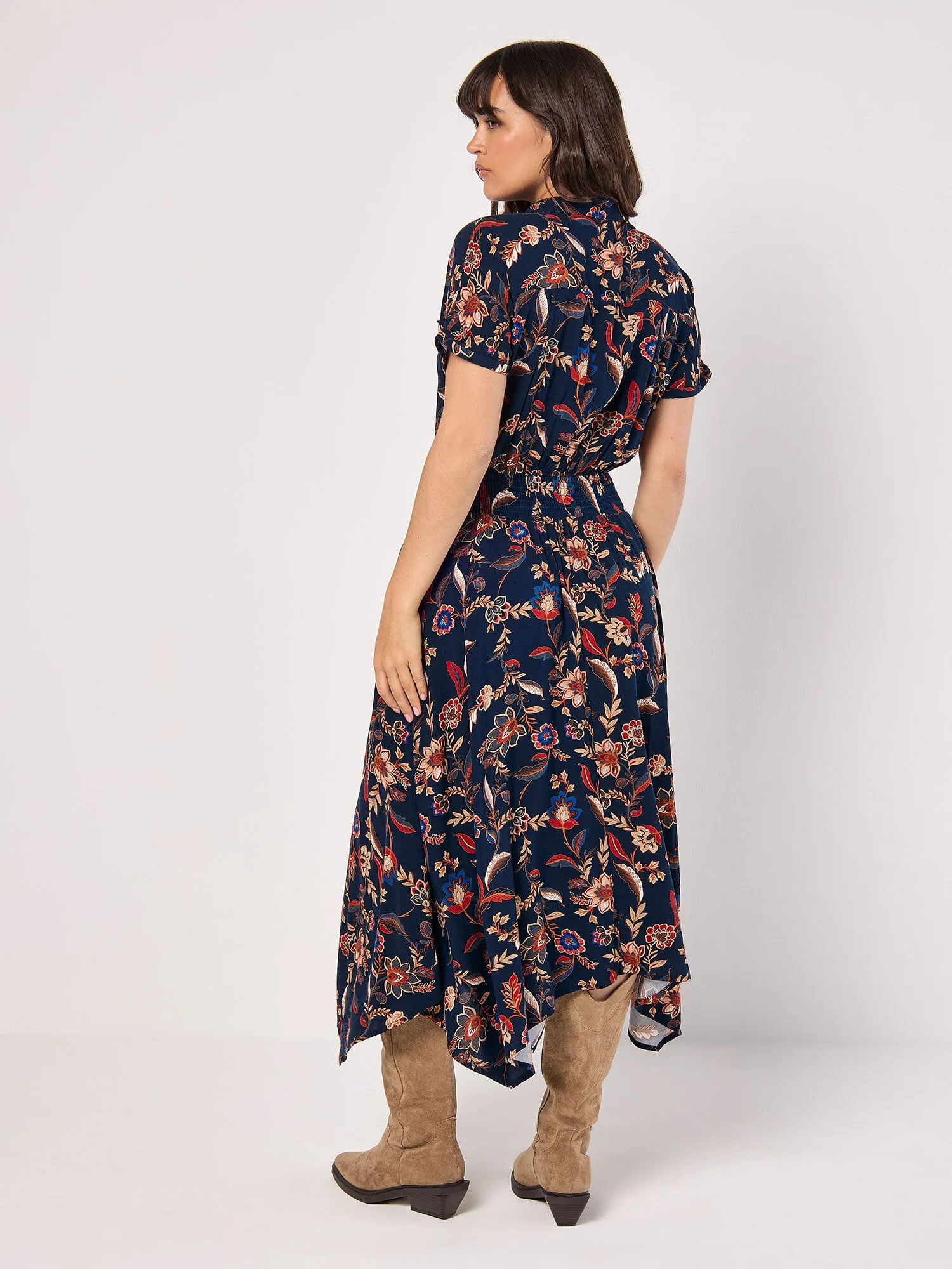 Sarasa Floral Shirt Midi Dress | Apricot Clothing