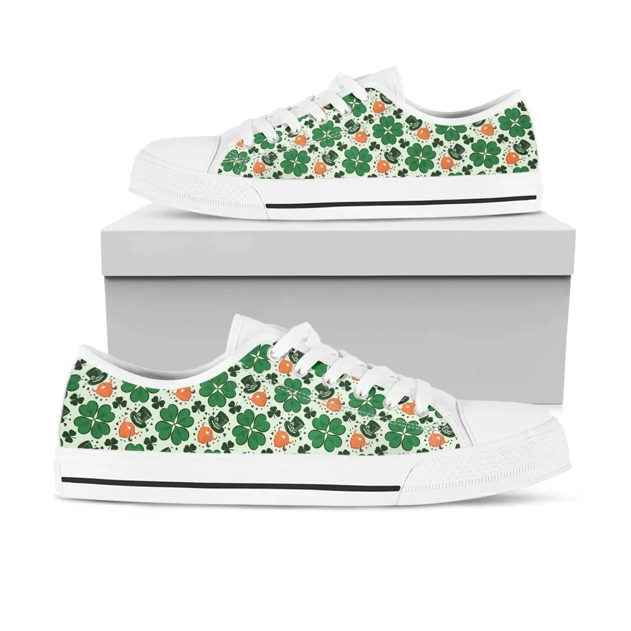 Shamrock with Leprechaun Irish St Patrick’s Day Converse Sneakers Low Top Shoes