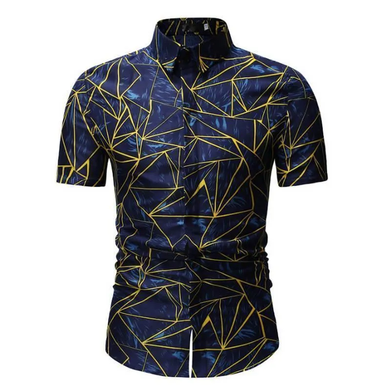 Shirt-Mens Casual Shirt, Geometric Summer Shirt