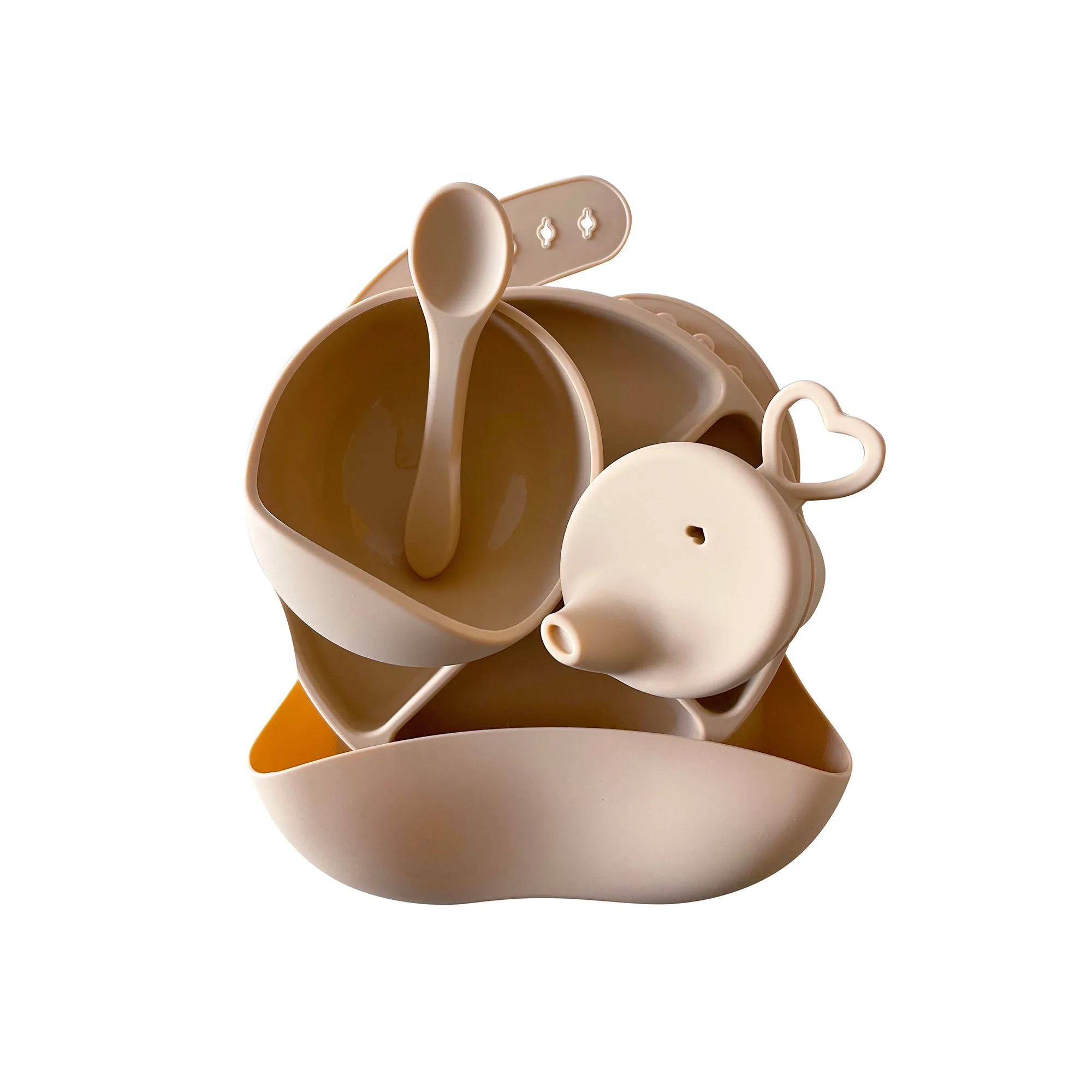 Silicone Baby Feeding Set — Walnut Cream