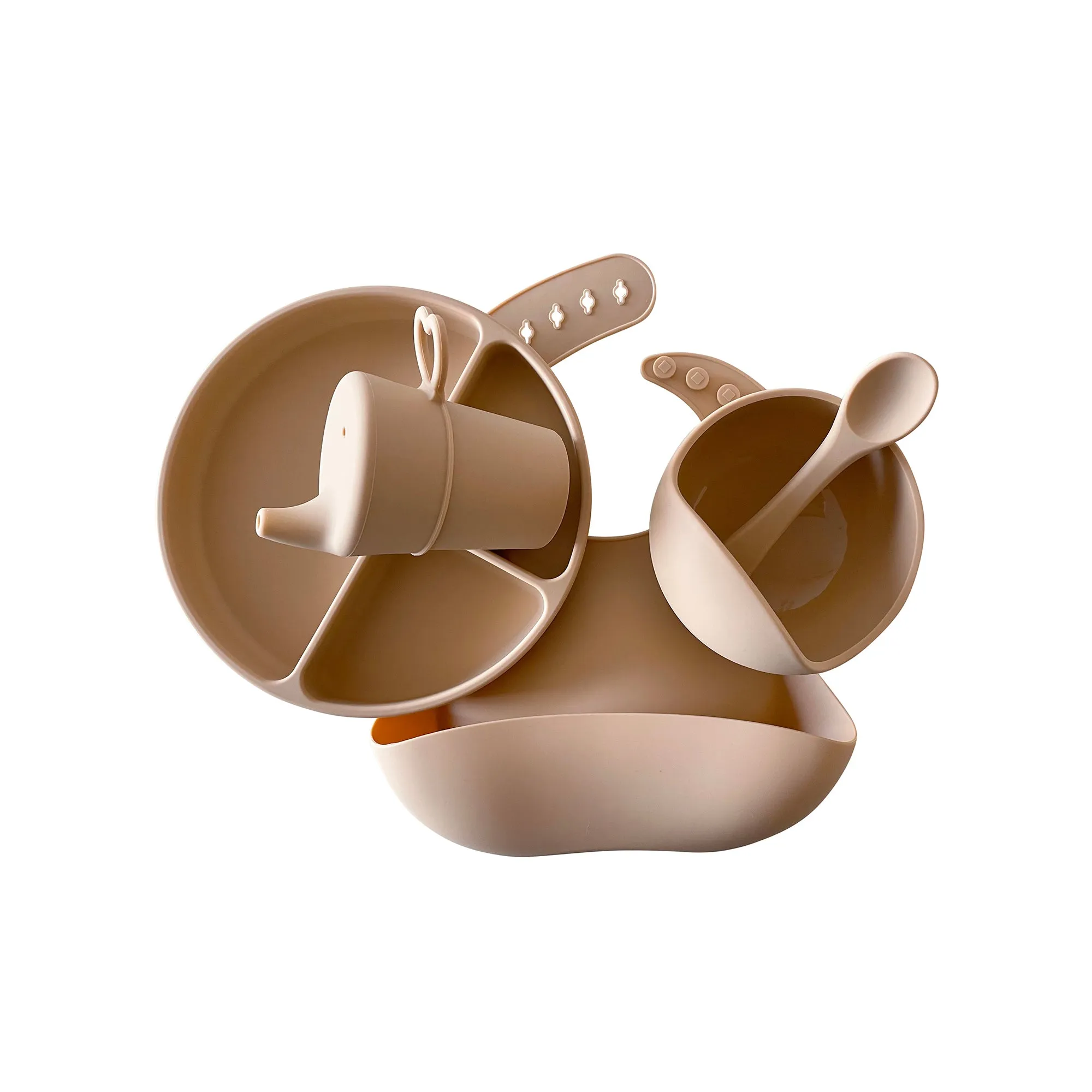 Silicone Baby Feeding Set — Walnut Cream