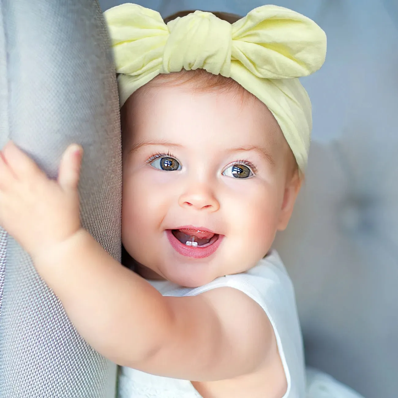 Soft Solid Colour Nylon Baby Headband in Sage