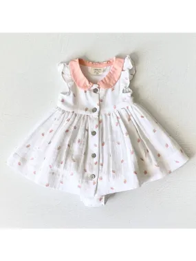 Strawberry Peter Pan Baby Dress & Bloomer Set (Organic Muslin)