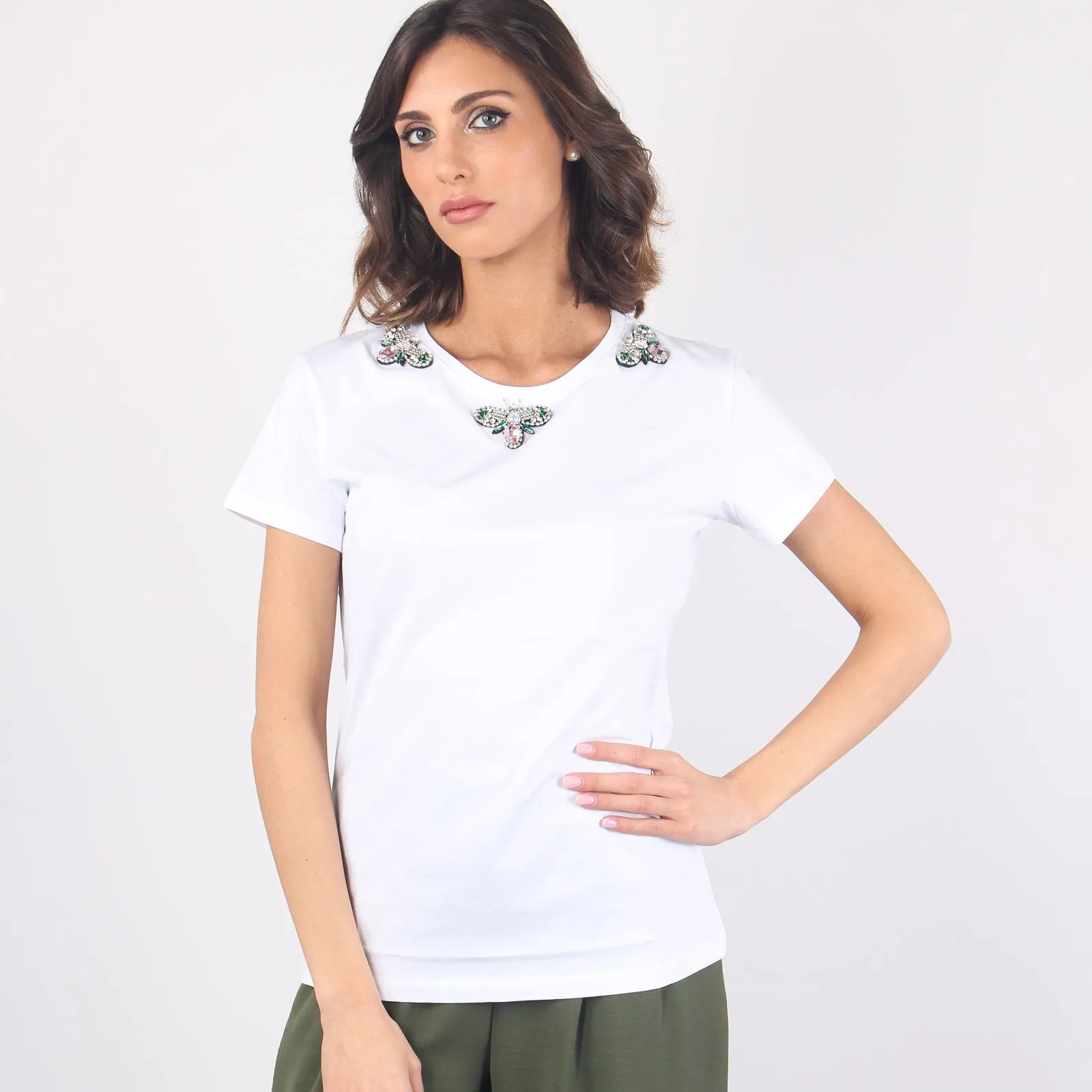 T-shirt Applicazioni Api Bianco