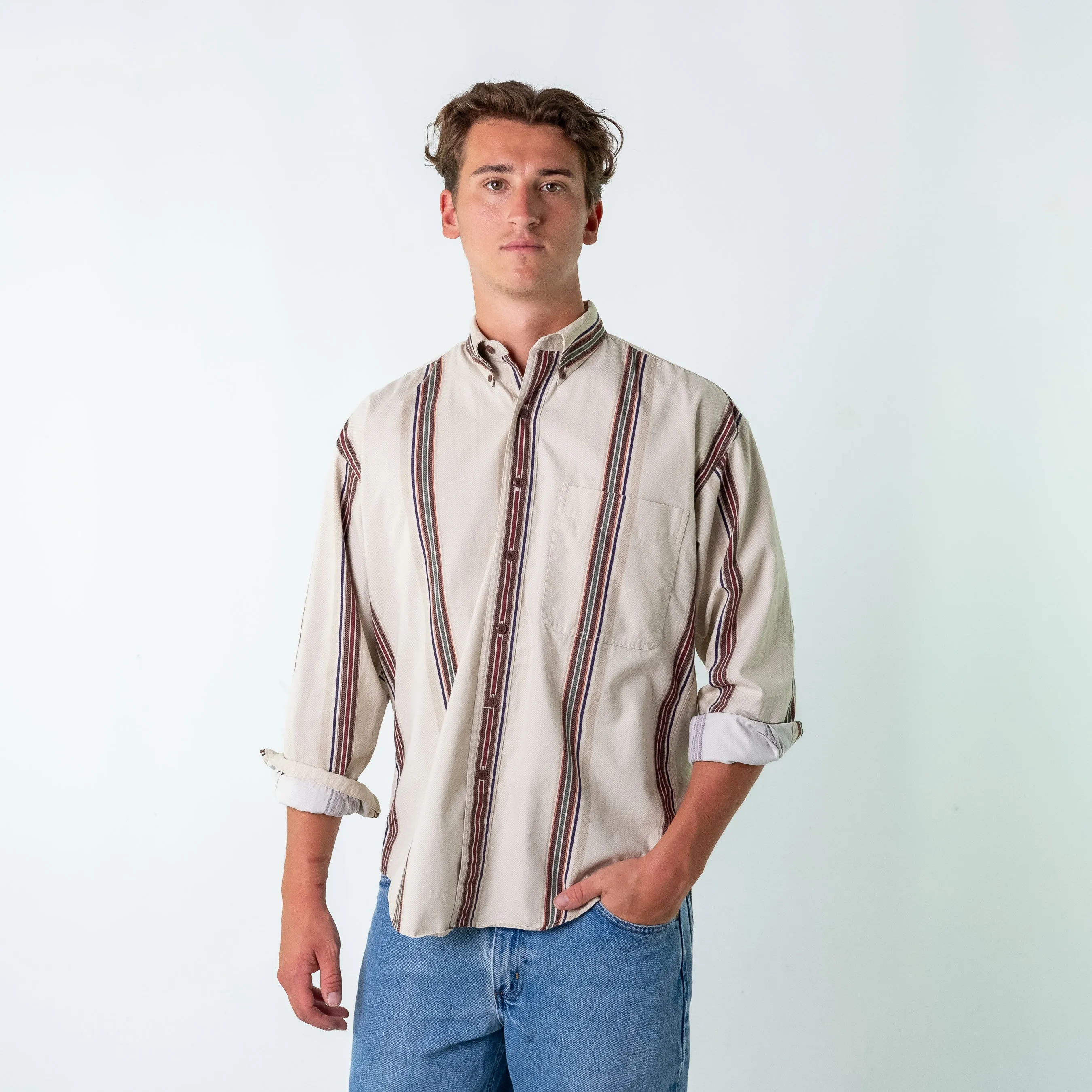 Tan 90s Chaps Ralph Lauren Longsleeve Casual Shirt (M)