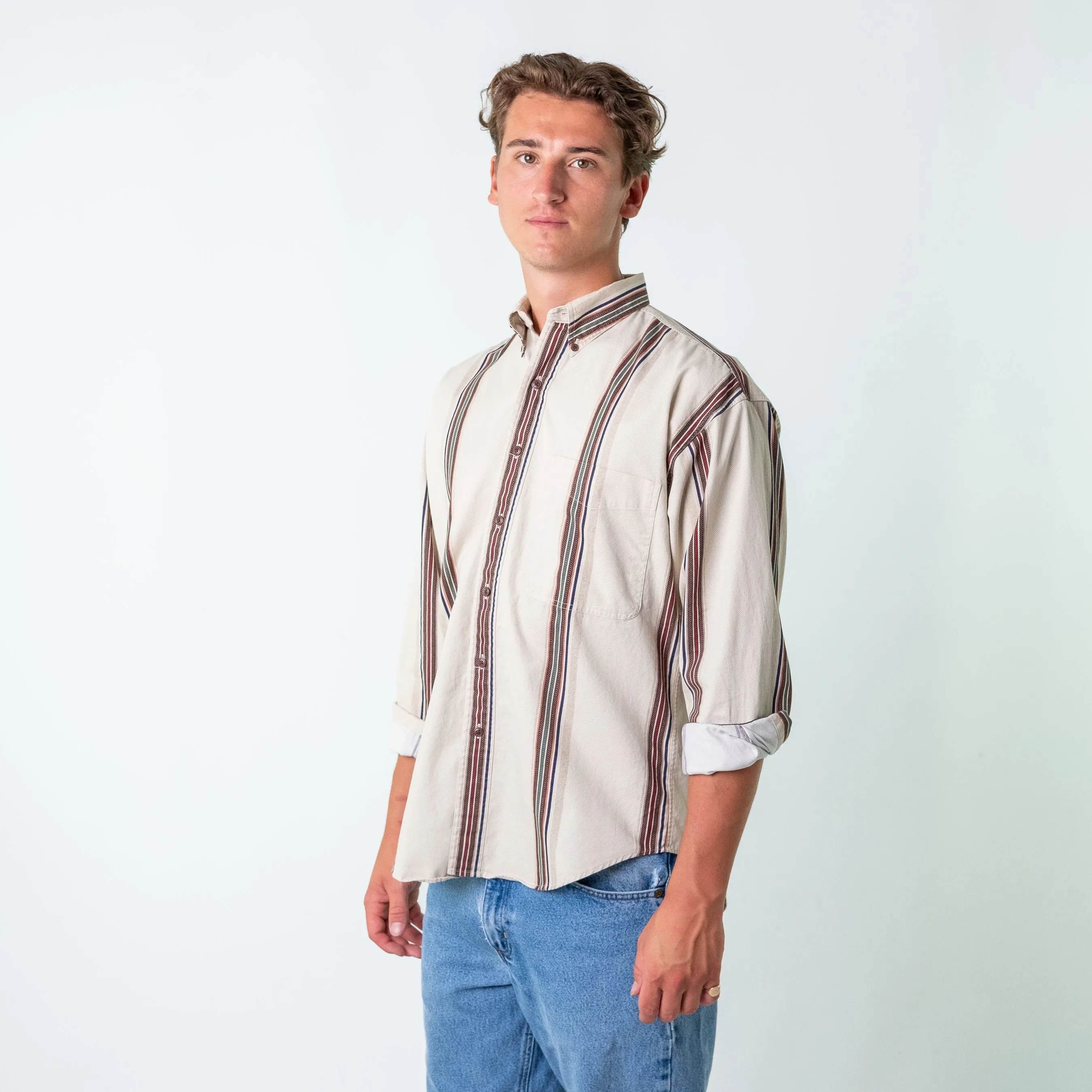 Tan 90s Chaps Ralph Lauren Longsleeve Casual Shirt (M)