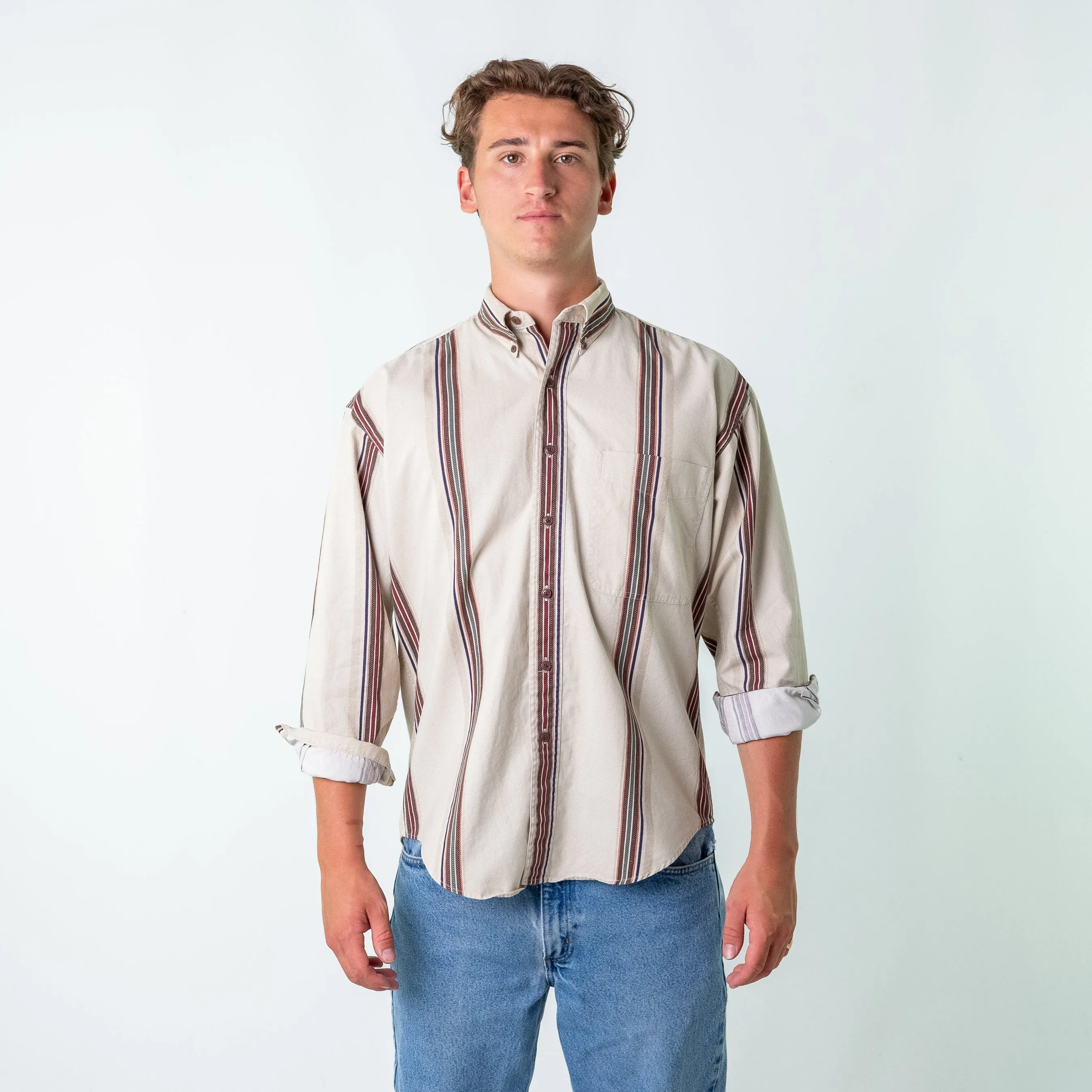 Tan 90s Chaps Ralph Lauren Longsleeve Casual Shirt (M)