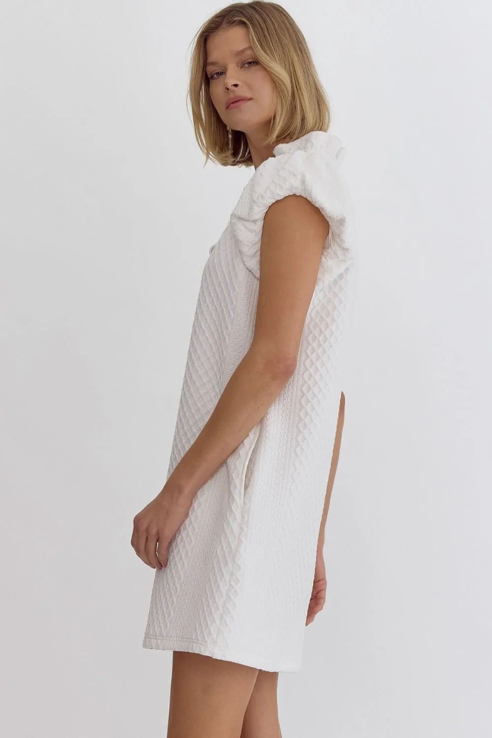 Textured Mini Dress - White