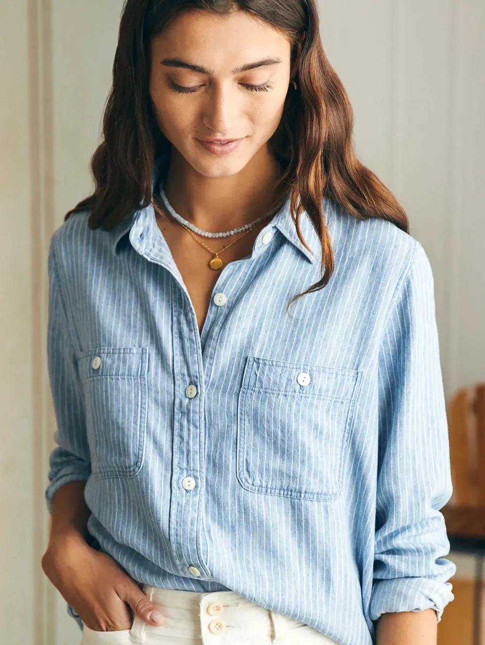 The Tried and True Chambray Shirt in Stripe