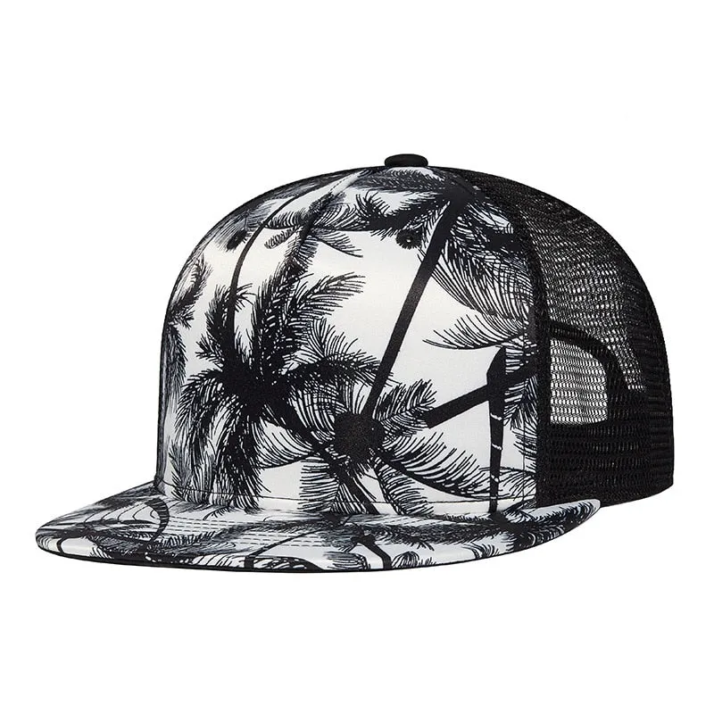 Unisex Summer Casual Flat-brimmed Coconut Tree Printed Baseball Cap