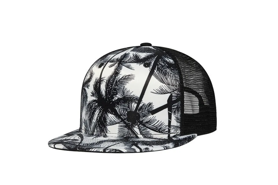 Unisex Summer Casual Flat-brimmed Coconut Tree Printed Baseball Cap