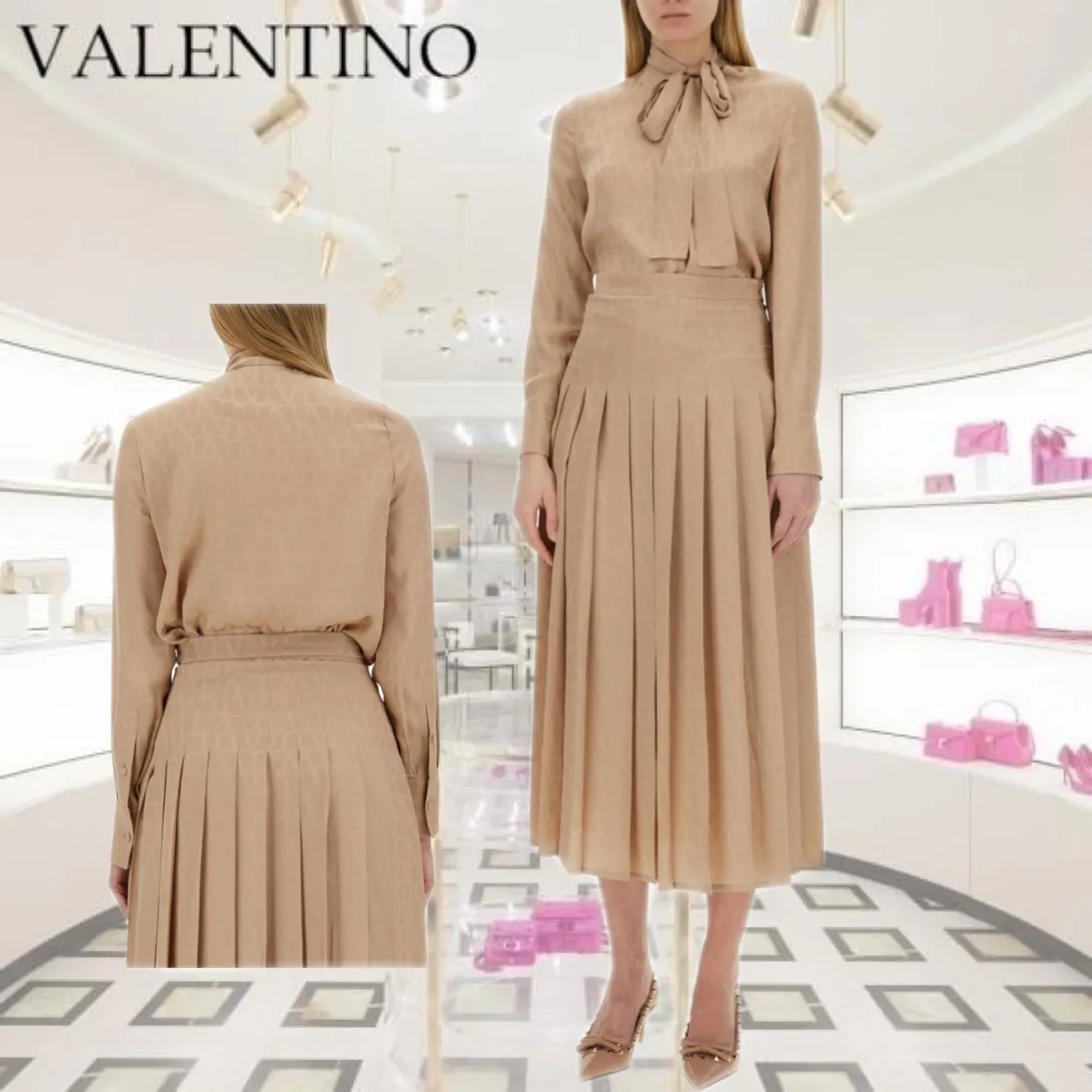 VALENTINO  |Casual Style Street Style Long Sleeves Plain Cotton