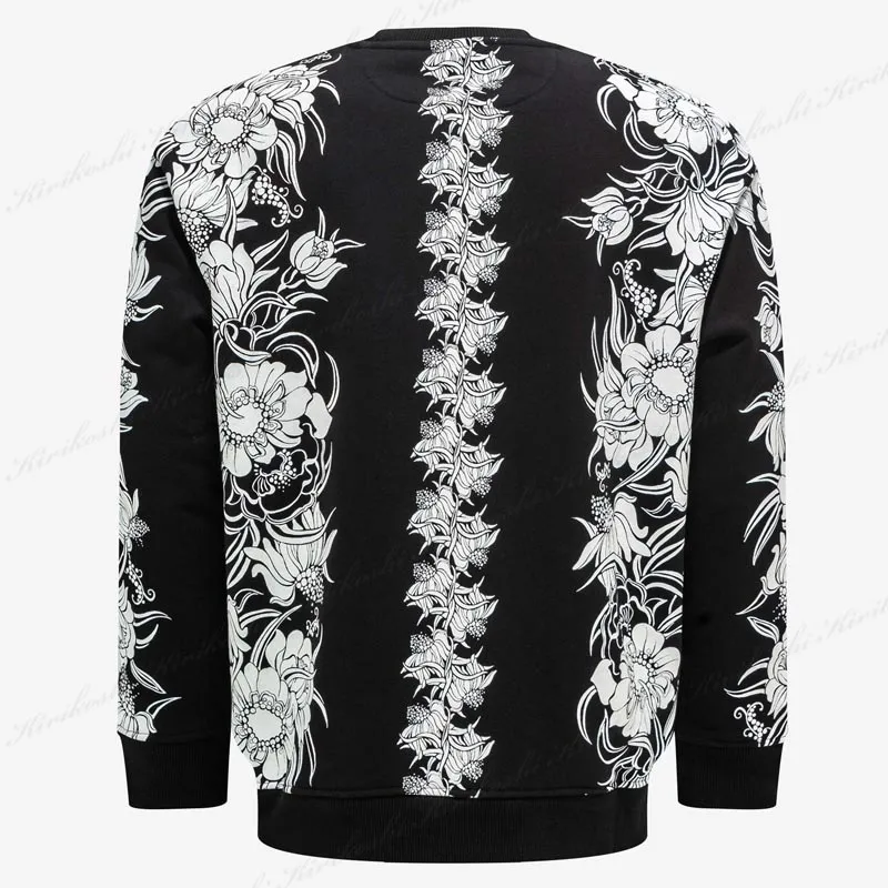 VALENTINO  |Crew Neck Flower Patterns Street Style Long Sleeves Cotton