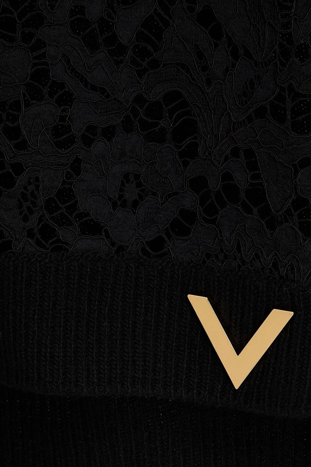 VALENTINO  |Crew Neck Wool Long Sleeves Plain Lace Logo Sheer