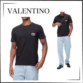 VALENTINO  |Plain Short Sleeves Logo Luxury T-Shirts