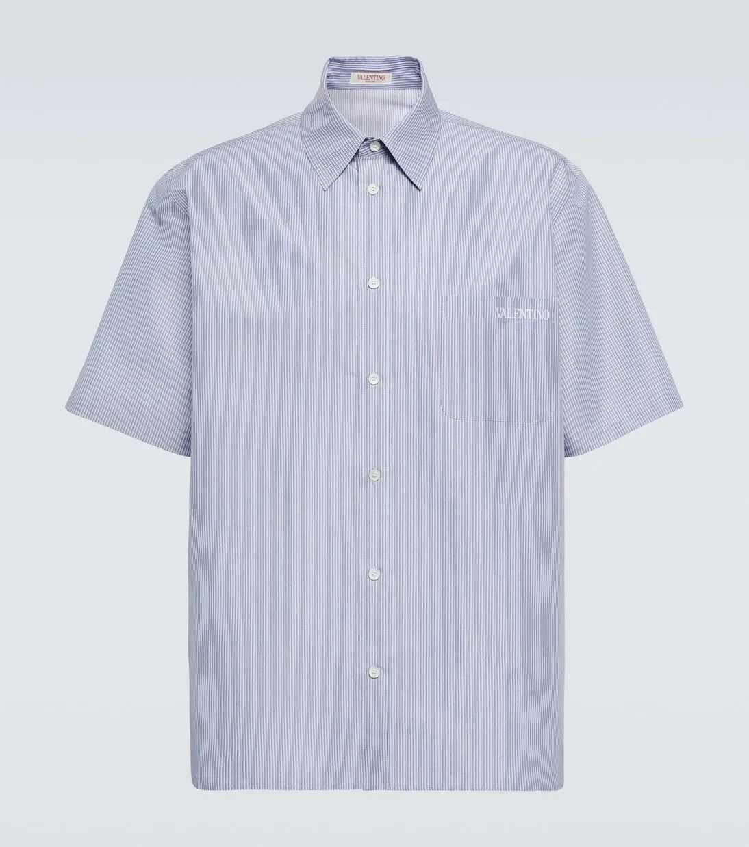 VALENTINO  |Stripes Cotton Short Sleeves Logo Luxury Shirts