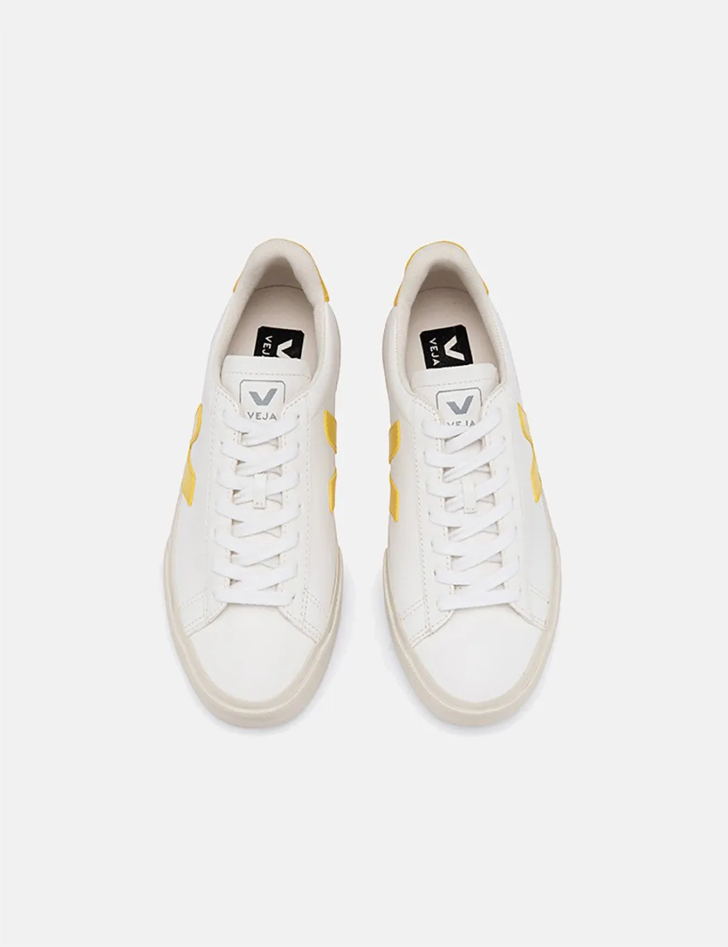 Veja Campo Trainers (Chrome Free Leather) - White/Tonic Yellow