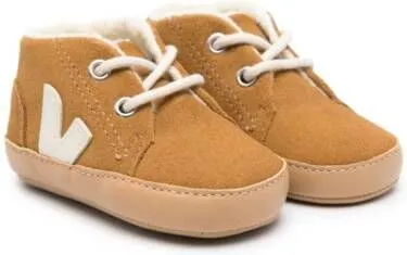 VEJA Kids logo-patch suede pre-walkers Brown